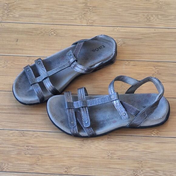 Taos Trophy Leather Supportive Sandals 7 Bronze Metallic - Picture 4 of 16